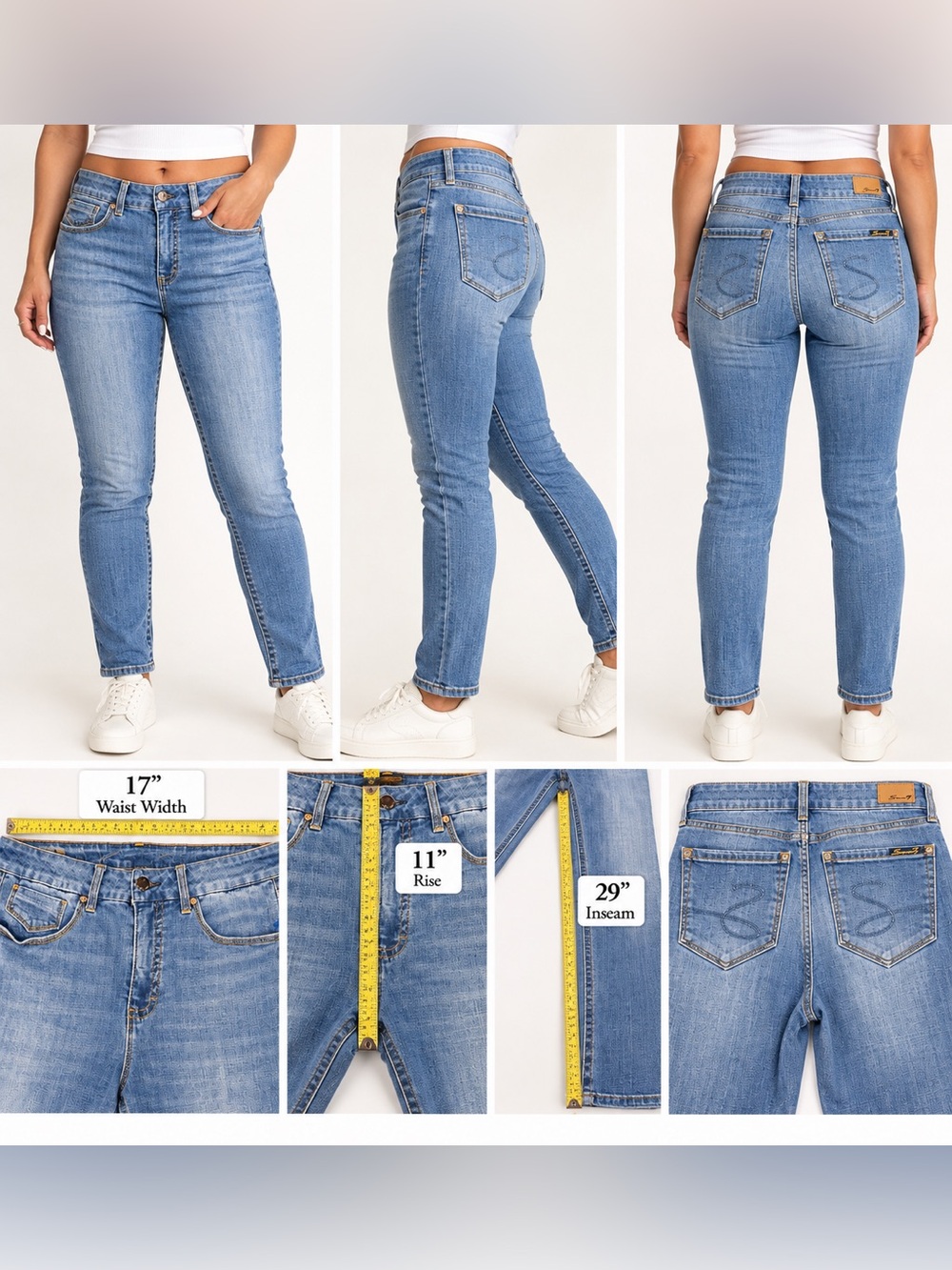 Seven7 Women’s Size 16 Light Wash Straight Leg Jeans Stretch Denim 29” Inseam